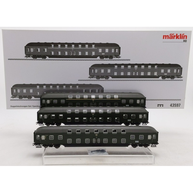 Marklin 43597 HO  Scale Bi-Level 3 Car Passenger Set LN/Box