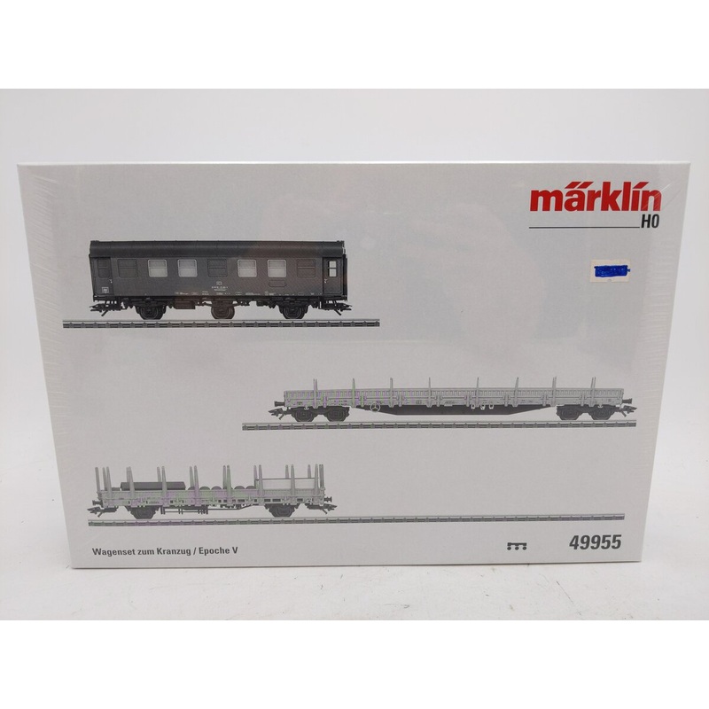 Marklin 49955 HO Deutsche Bahn Crane Car Train Freight Car Set of 3 MT/Box