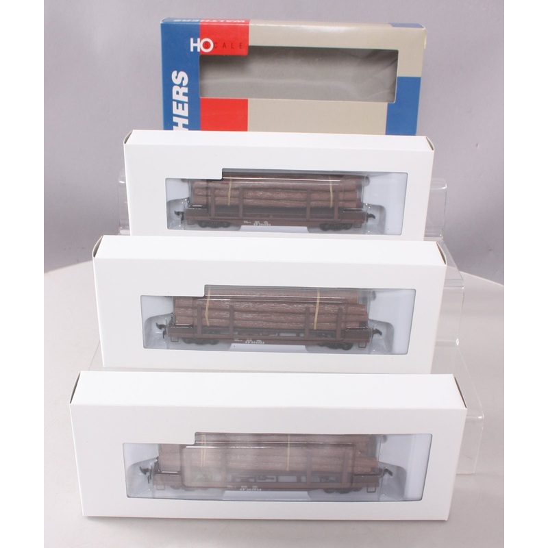Walthers 932-34006 HO Southern Pacific 45′ Flat Car w/Logs (Set of 3) NIB