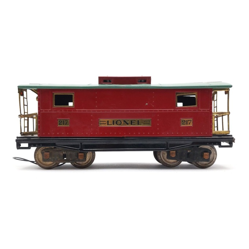 Lionel 217 Vintage Standard Gauge Prewar Red with Green Roof Caboose VG