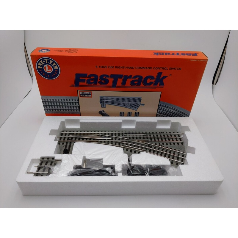 Lionel 6-16829 O60 FasTrack Command Control Right Hand Switch Turnout VG/Box