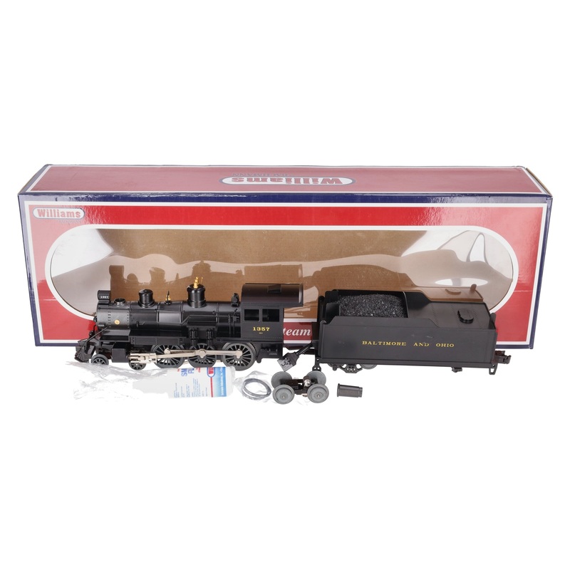 Williams 40607 O B&O Baldwin 4-6-0 with Whistle, Bell & Smoke #1357 – 3 Rail VG/Box