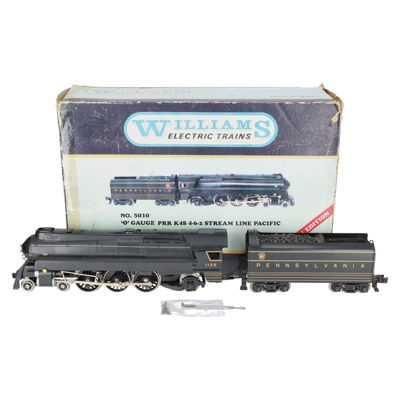Williams 5010 O Brass PRR 4-6-2 K4S Stream Line Pacific Steam & Tender #1120 EX/Box