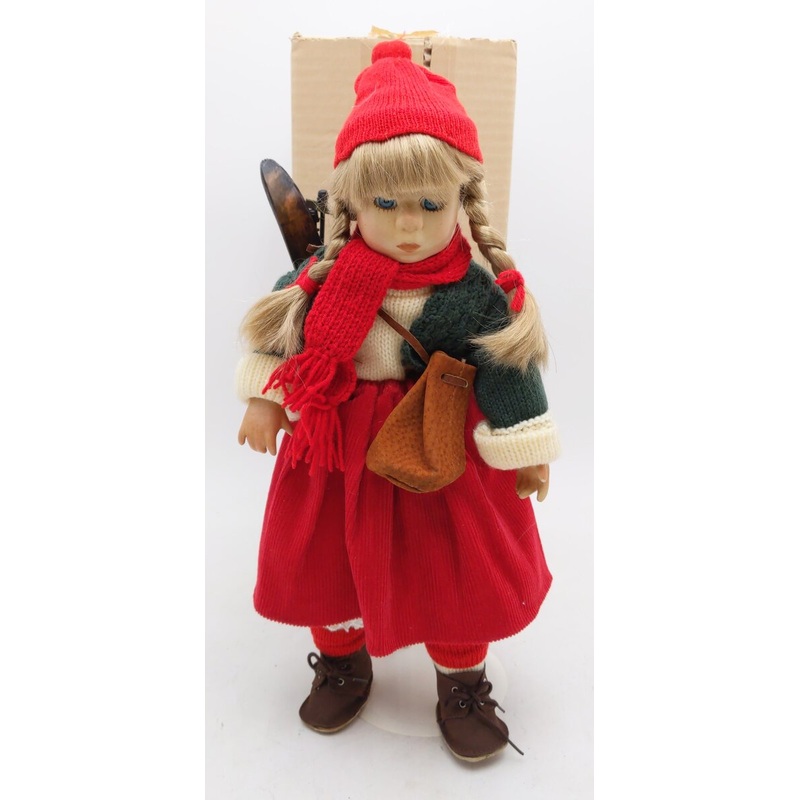 Winter Girl Porcelain Doll w/Skis EX/Box