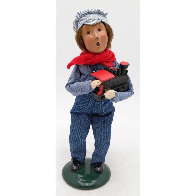 Byers’ Choice The Carolers 2001 Conductor Boy w/ Toy Train EX