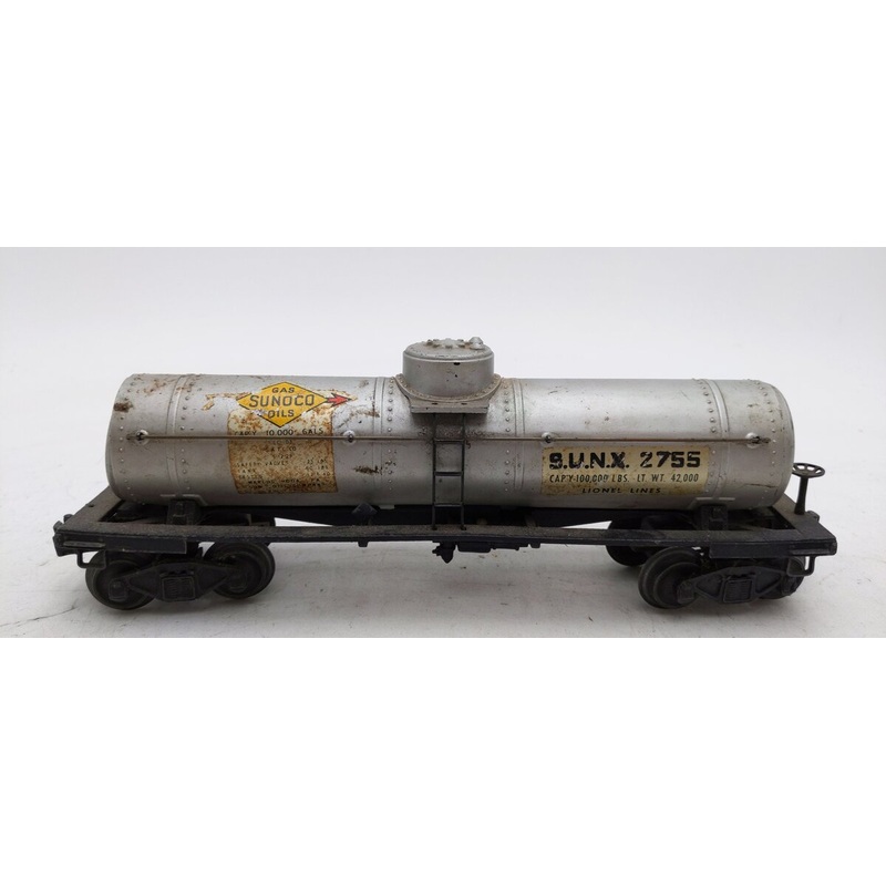 Lionel 2755 Vintage O Sunoco Metal Single Dome Tank Car – Tinplate Grey