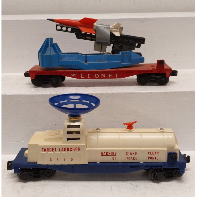 Lionel O Vintage 6650 Rocket Launcher & 3470 Target Launcher Car [2] VG