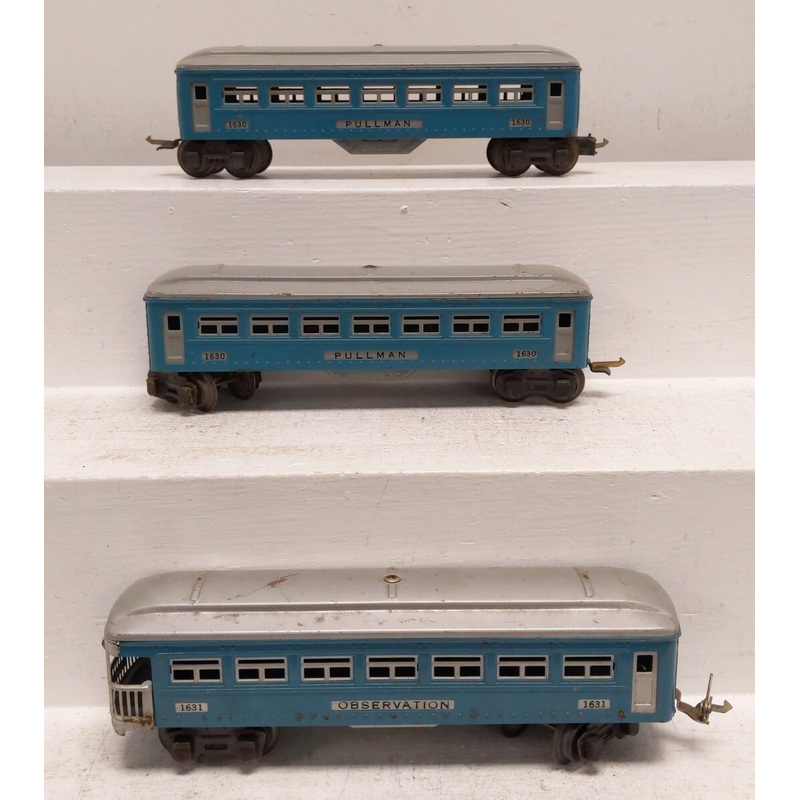 Lionel O Vintage Tinplate Pullman Passenger Cars: 1630, 1631 [3] VG