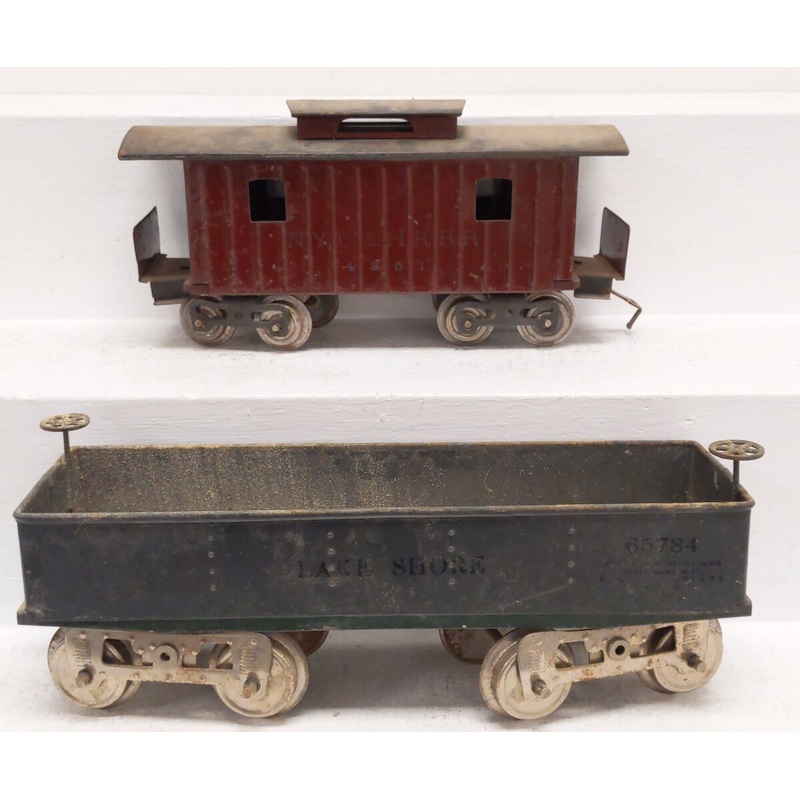 Lionel Vintage Standard Gauge 117 Caboose & 12 Lake Shore Gondola