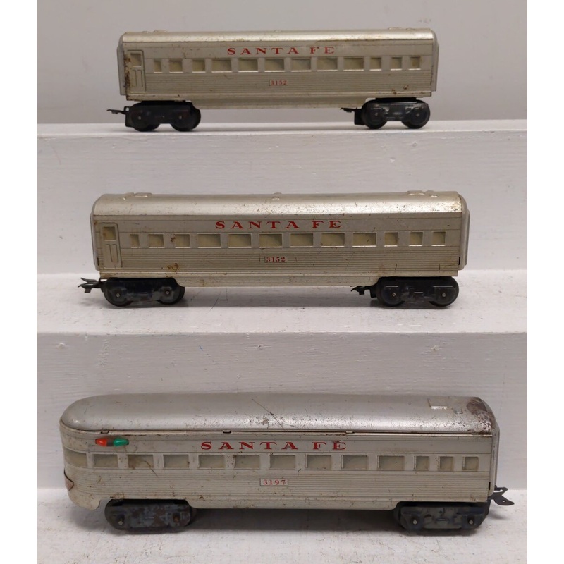 Marx Vintage O Santa Fe Tinplate Passenger Cars: 3152, 3197 [3] VG