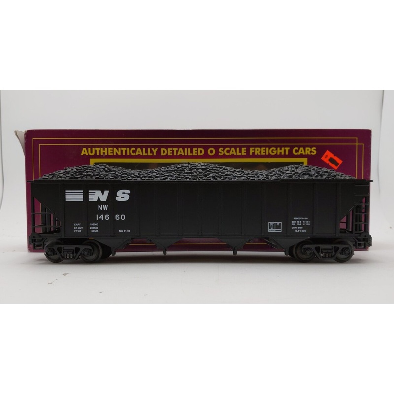MTH 20-97428 O Gauge Norfolk Southern 4-Bay Hopper w/Coal Load #14660 LN/Box