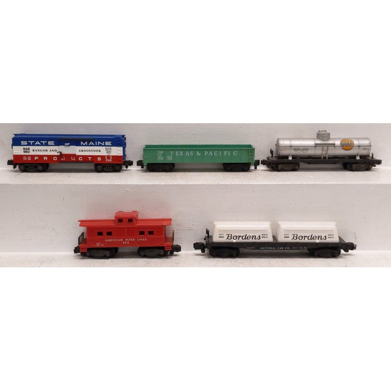 American Flyer Vintage S Assorted Freight Cars: 806, 925, 982, C-2009, 24575 [5] VG