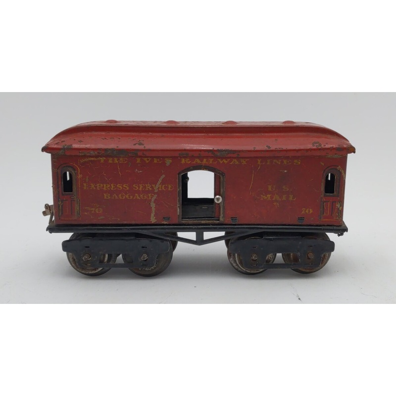 Ives 70 Vintage O Red Baggage Car