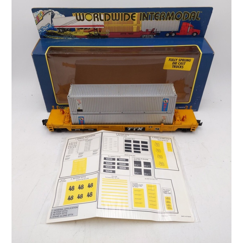 K-Line K779318 O Gauge MOL DTTX Deep Well Car w/2 Interodal Containers #72182 VG/Box