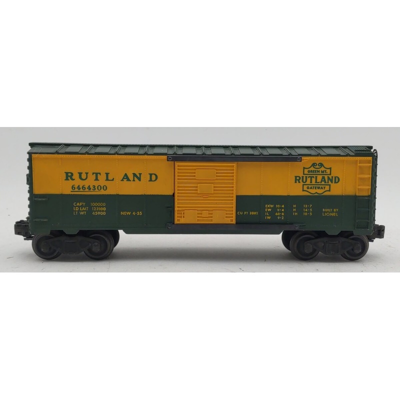 Lionel 6464-300 Vintage O Rutland Boxcar – Type VIII (Painted Yellow/Green) RARE VG