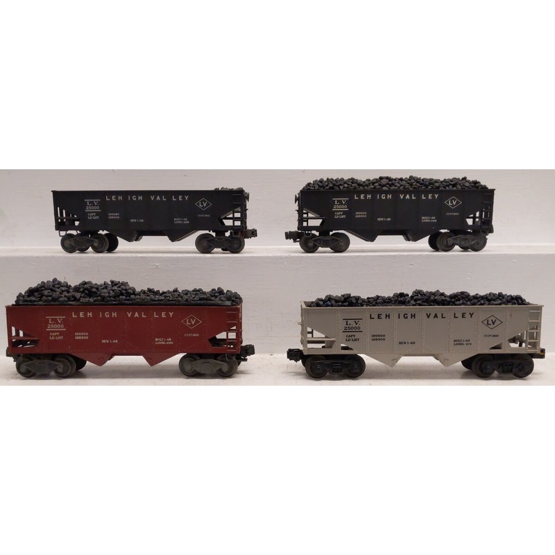 Assorted Lionel Vintage O Lehigh Valley 2-Bay Hopper Cars [4] VG