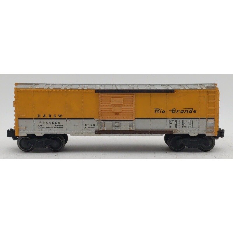 Lionel 6464-650 Vintage O Denver and Rio Grande Boxcar -Type I w/IIB Body Type VG