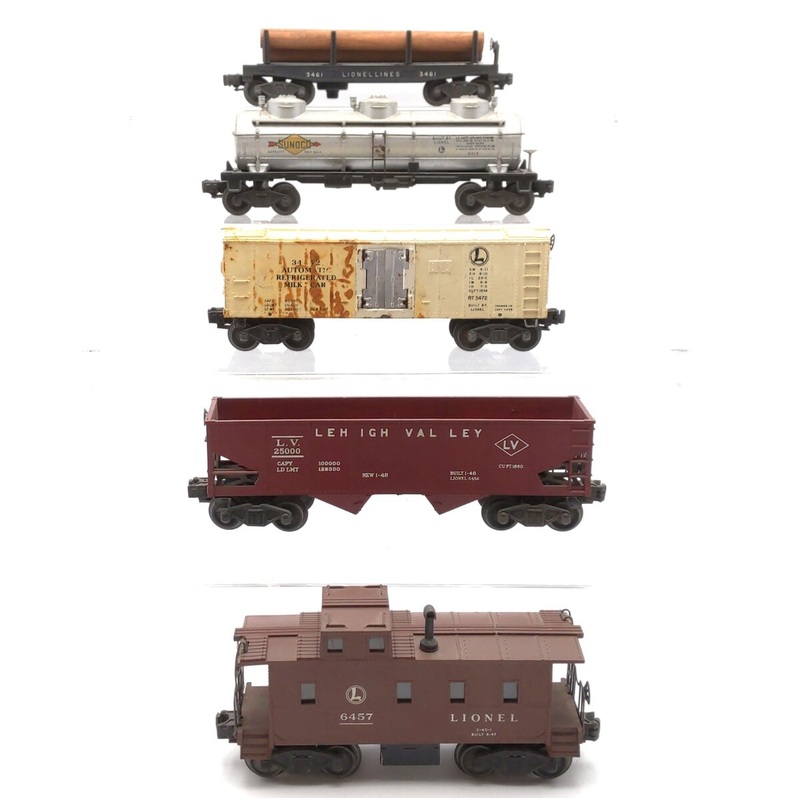 Lionel Vintage O Assorted Freight Cars: 3461, 25000, 6457, 6415, 3472 [5] VG