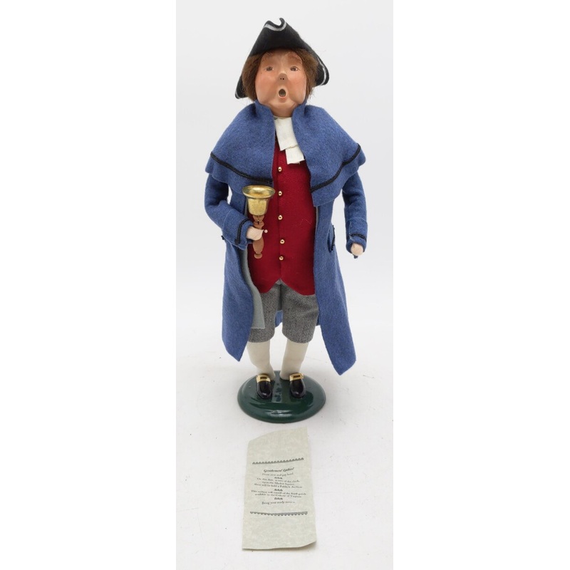 Byers’ Choice Williamsburg 2002 Colonial Auctioneer w/ Bell & Announcement EX