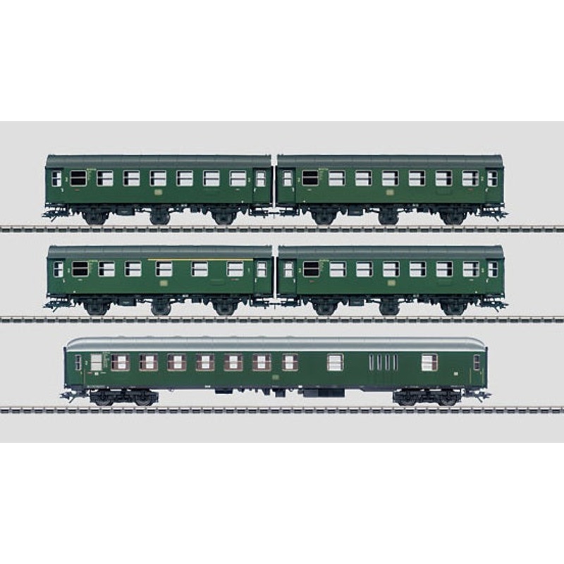 Marklin 43194 HO German Federal Railroad DB Rebuilt & Half-Baggage Passenger Set LN/Box