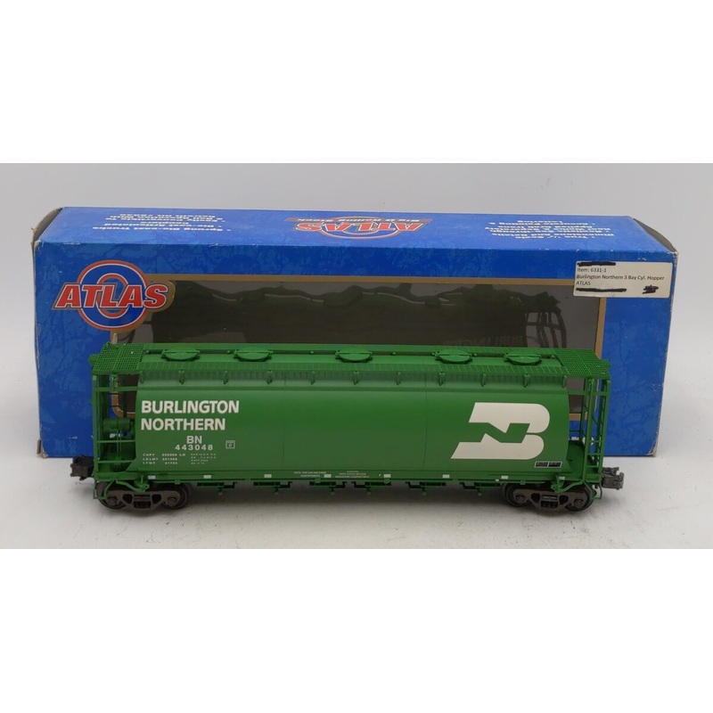 Atlas 6331-1 O Burlington Northern ACF 6-Bay Cylindrical Hopper #443048 (3Rail) LN/Box