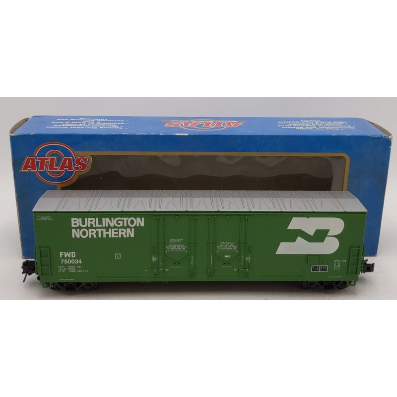 Atlas 6502-3 O Gauge Burlington Northern 53′ Evans Boxcar #750034 – 3 Rail EX/Box