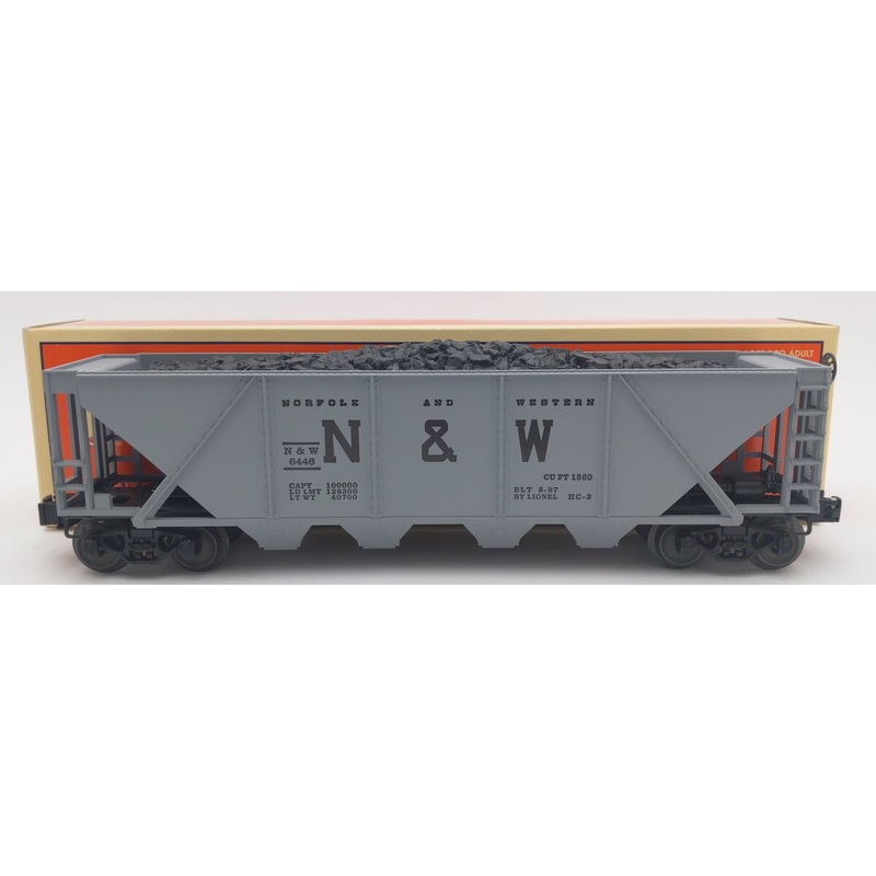 Lionel 6-19329 O Gauge Norfolk & Western 4-Bay Hopper #6446 with Coal Load EX/Box