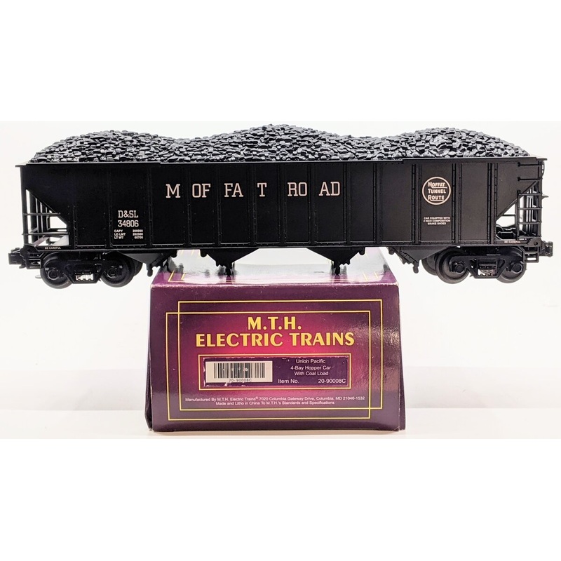 MTH 20-90008C O Union Pacific Moffat Road 4-Bay Hopper Car W/ Coal Load #34806 LN/Box