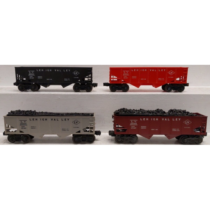 Lionel 6456 Vintage O Lehigh Valley 2-Bay Hopper Car: Assorted Colors [4] VG
