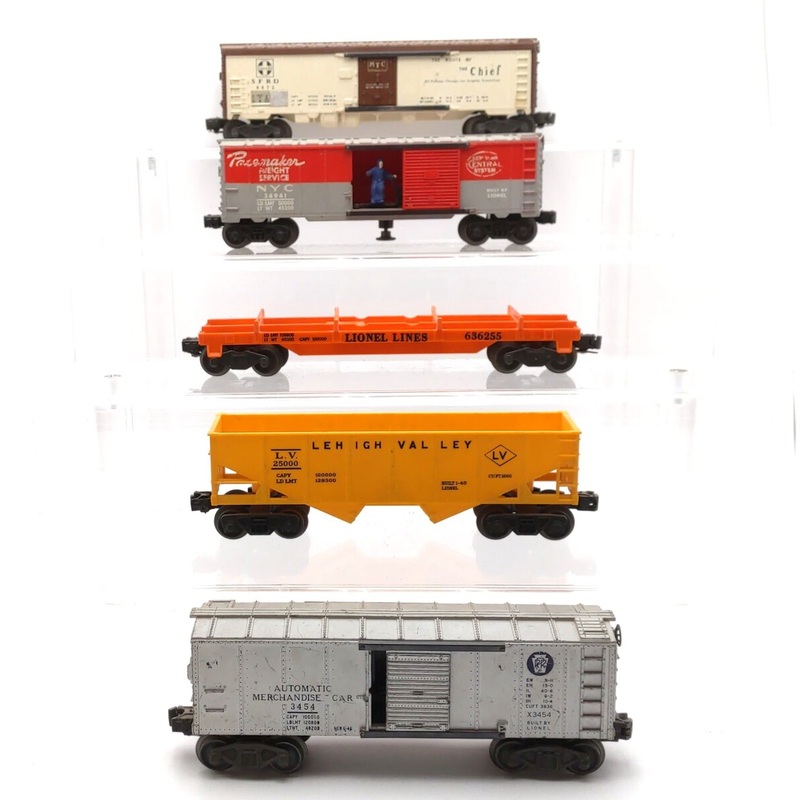 Lionel Vintage O Assorted Freight Cars: 6454, 34941, 6672, 636255, 3454 [5] VG