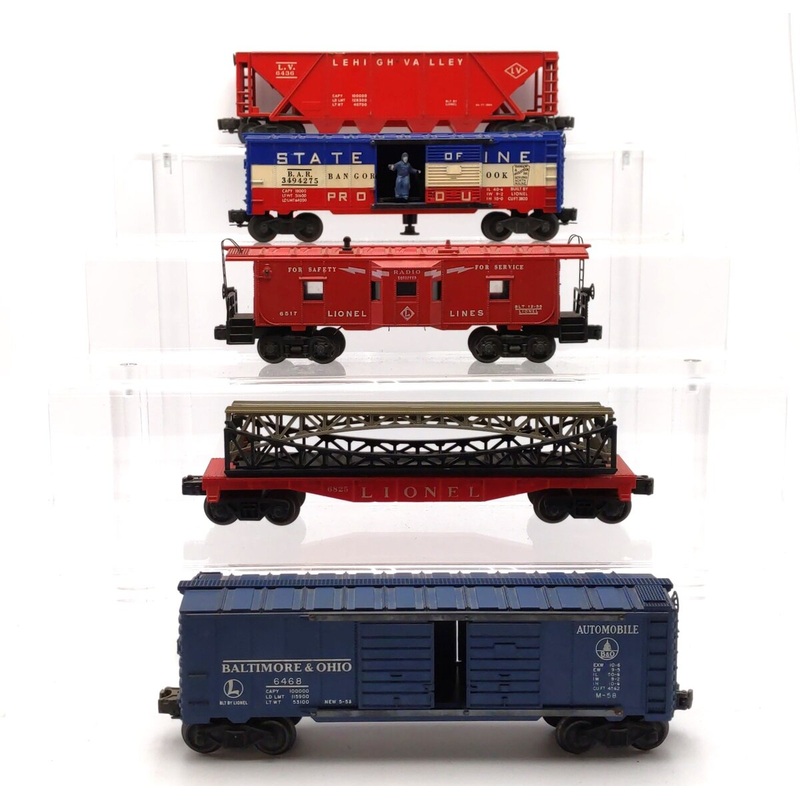 Lionel Vintage O Assorted Freight Cars: 6468, 6825, 6436, 6517, 3494275  [5] VG