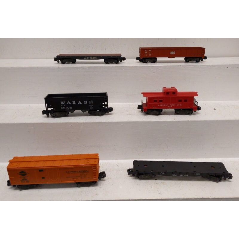 American Flyer Vintage S Assorted Freight Cars: 802, 940, 806, 941, 928 [6] VG