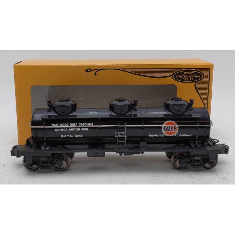 Lionel 6-9313 O Gauge Gulf Black Three-Dome Tank Car EX/Box