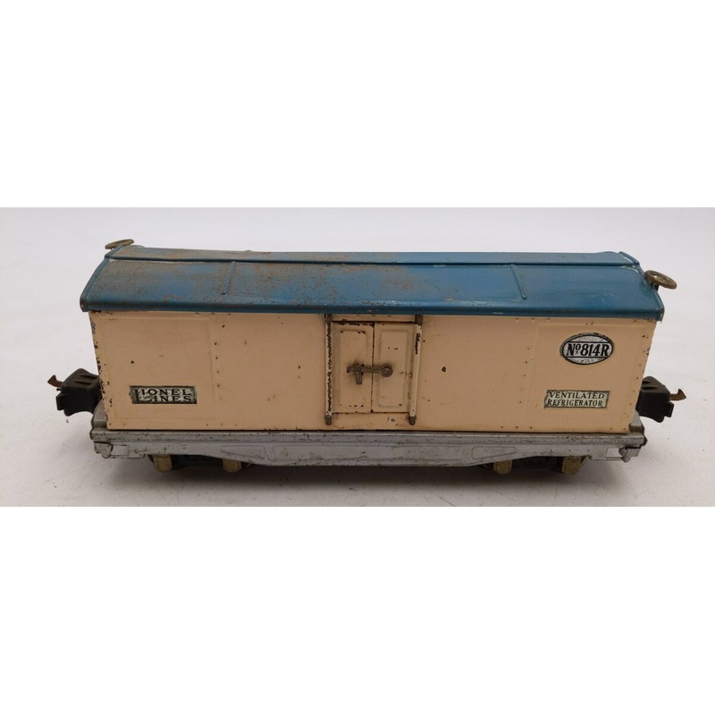 Vintage Prewar Lionel 814R O Prewar White with Blue Roof Refrigerator Car