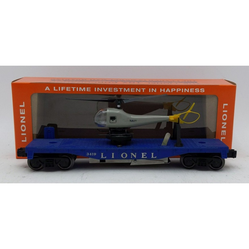 Lionel 3419 Vintage O Operating Flatcar w/Helicopter – Type III VG/Box