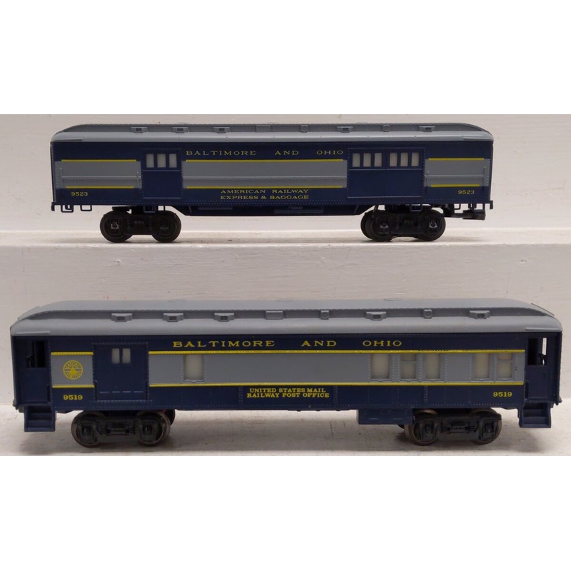 Lionel O Baltimore & Ohio Baggage and Combine Car Set: 9523, 9519 [2] VG