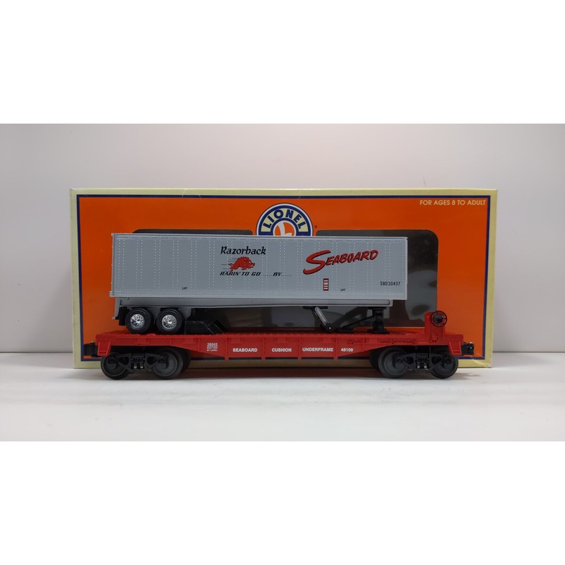 Lionel 6-26043 O Gauge Seaboard Flatcar with Trailer #48109 EX/Box
