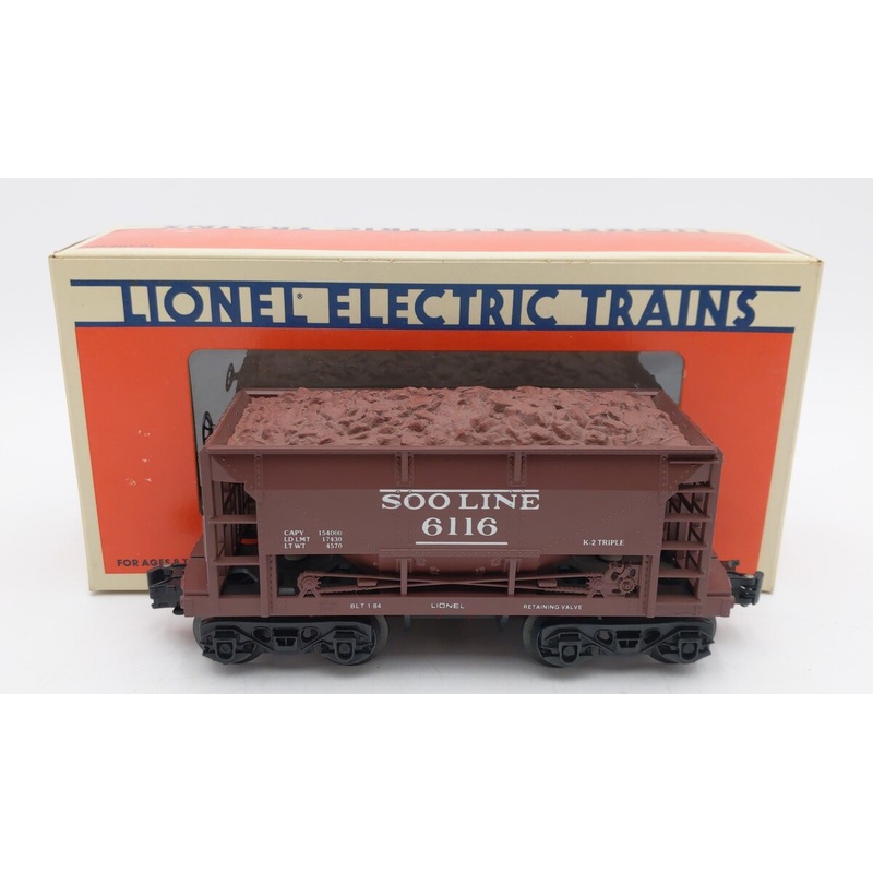 Lionel 6-6116 O Gauge SOO Line Ore Car #6116 w/ Ore Load EX/Box
