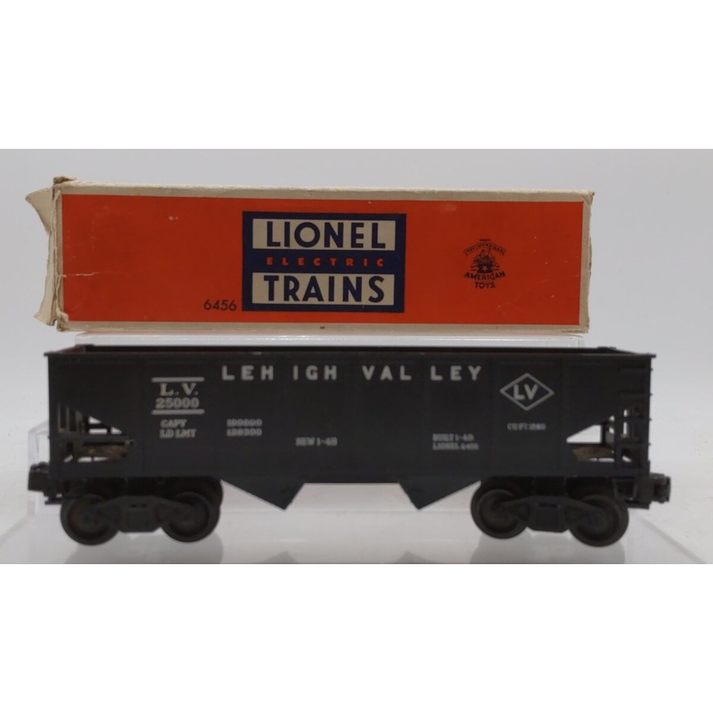 Lionel 6456 Vintage O Lehigh Valley Black 2-Bay Hopper Car EX/Box