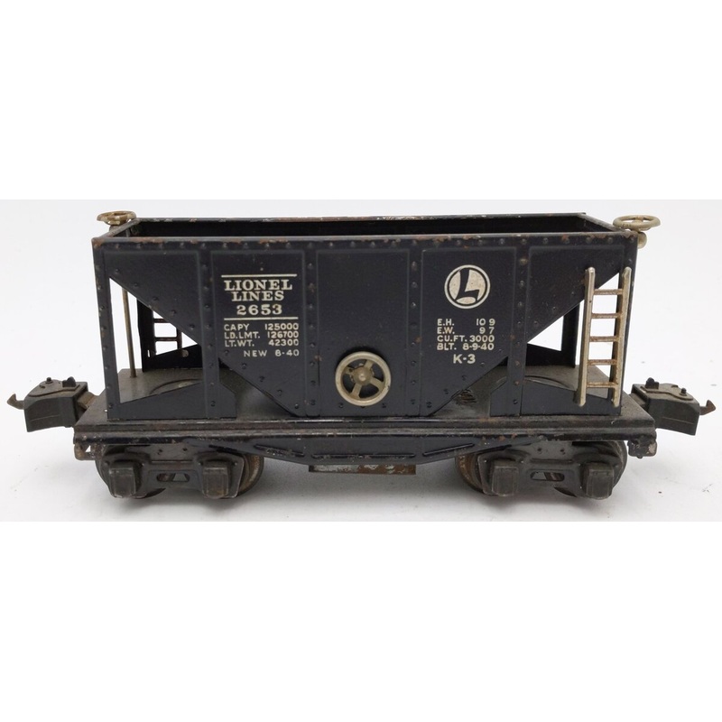 Lionel 2653 Vintage O Tinplate Hopper- Black Rubber Stamped EX