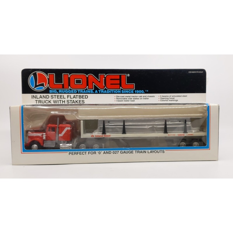 Lionel 6-12819 O Gauge Inland Steel Flatbed Tractor Trailer W/Stakes #12819 EX/Box