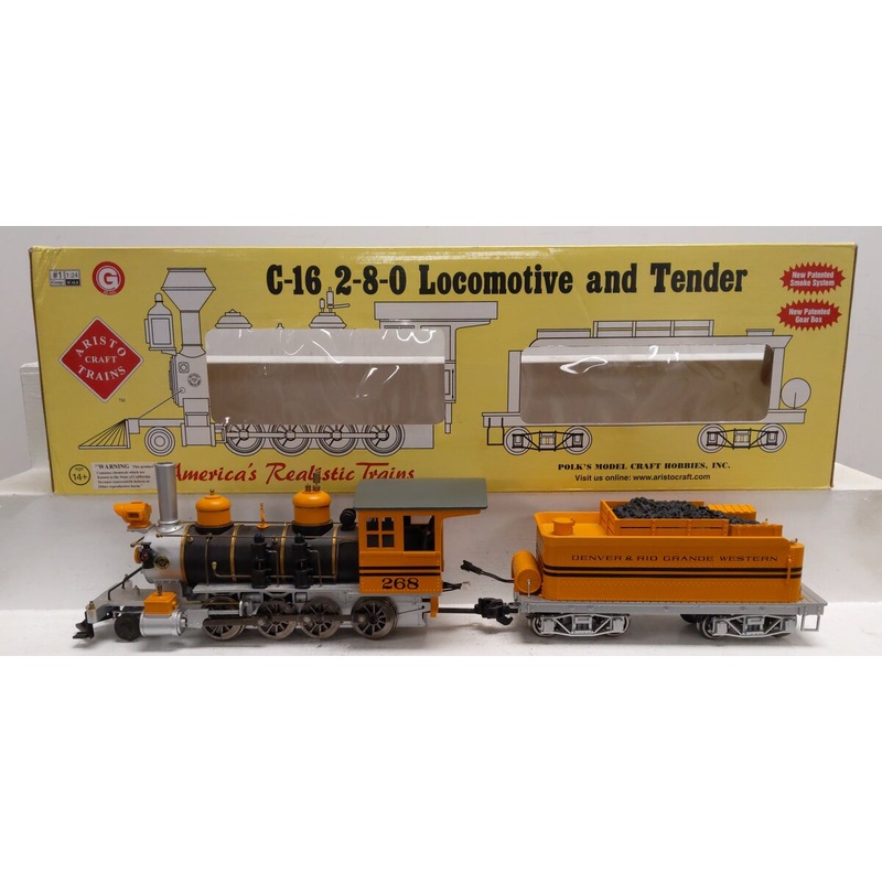 Aristo-Craft 80102 G Denver & Rio Grande Locomotive & Tender #268 EX/Box