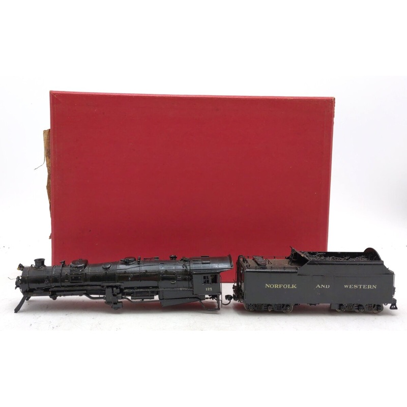 Key Imports BRASS HO N&W K-2A 4-8-2 Mountain Steam Locomotive & Tender/Box