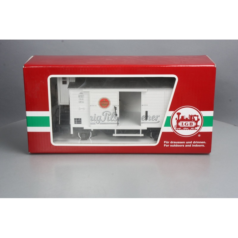LGB 43265 G Scale Konig Pilsner Boxcar with Brakeman’s Hut – Metal Wheels LN/Box