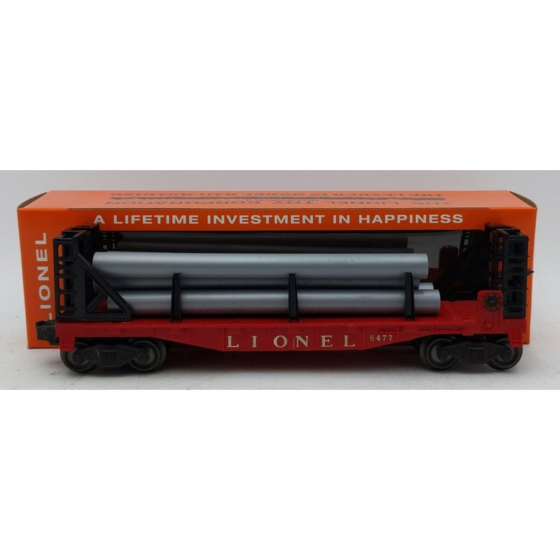 Lionel 6477 Vintage O Bulkhead Car w/ Pipes VG