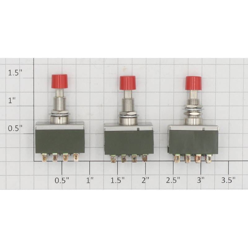 Acme 0629-459 Red/Black 6 Amp 125 Volt Momentary Push Button Switch (Bag of 3)