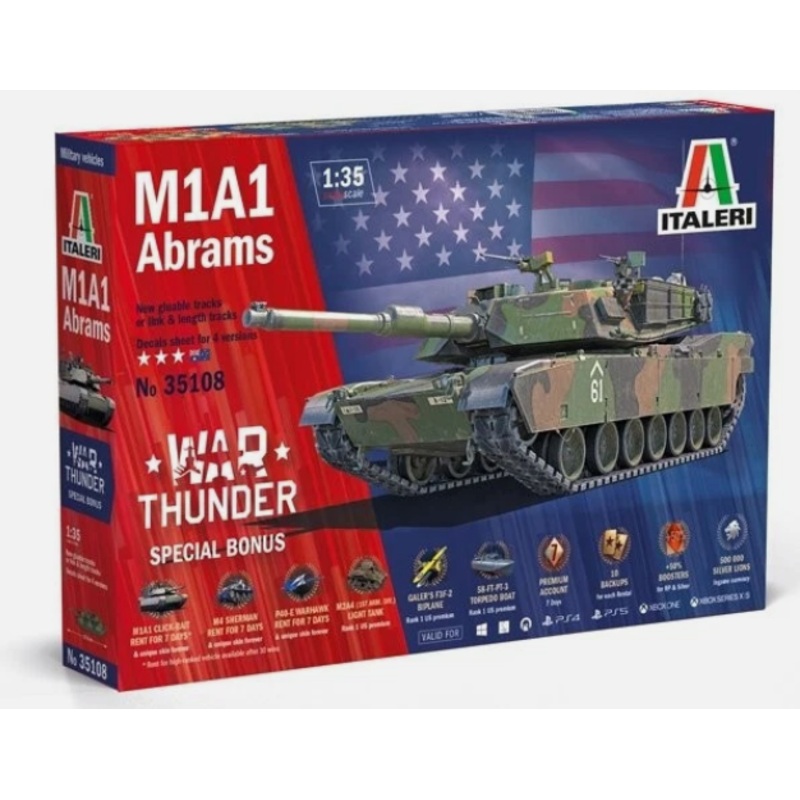 Italeri 35108 1:35 M1A1 ABRAMS: WAR THUNDER Plastic Model Kit
