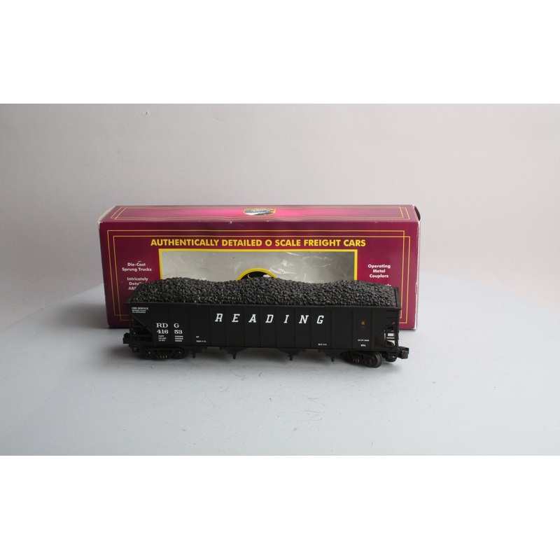 MTH 20-90001B O Gauge Reading 4-Bay Hopper Car w/ Coal Load #41653 LN/Box