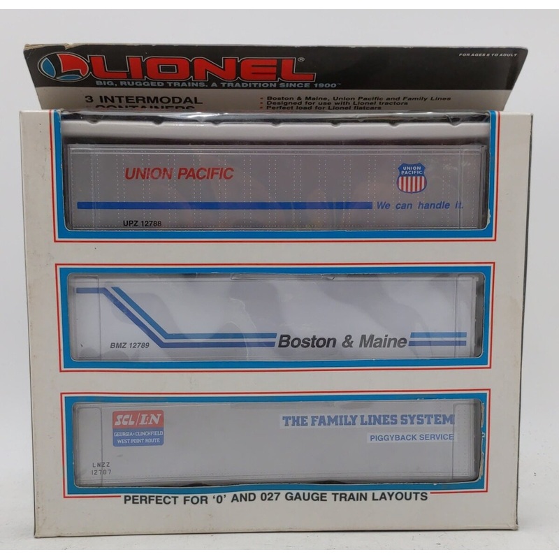 Lionel 6-12784 O Gauge Intermodal Containers 3-Pack LN/Box