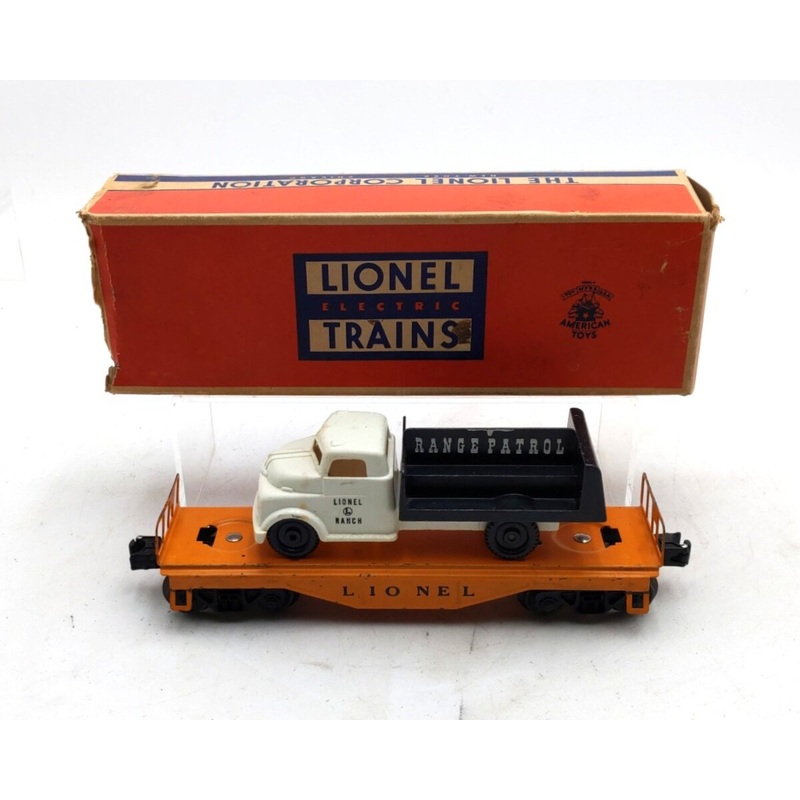 Lionel 6151 Vintage O Flatcar with Range Patrol Truck VG/Box